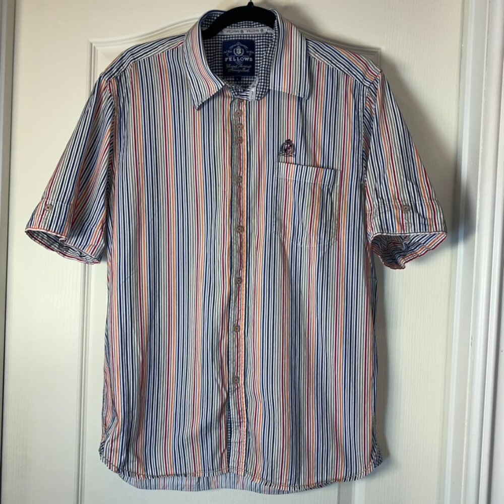 Fellows League of Legends Striped Cotton Shirt L Preppy Boston Nautical Summer